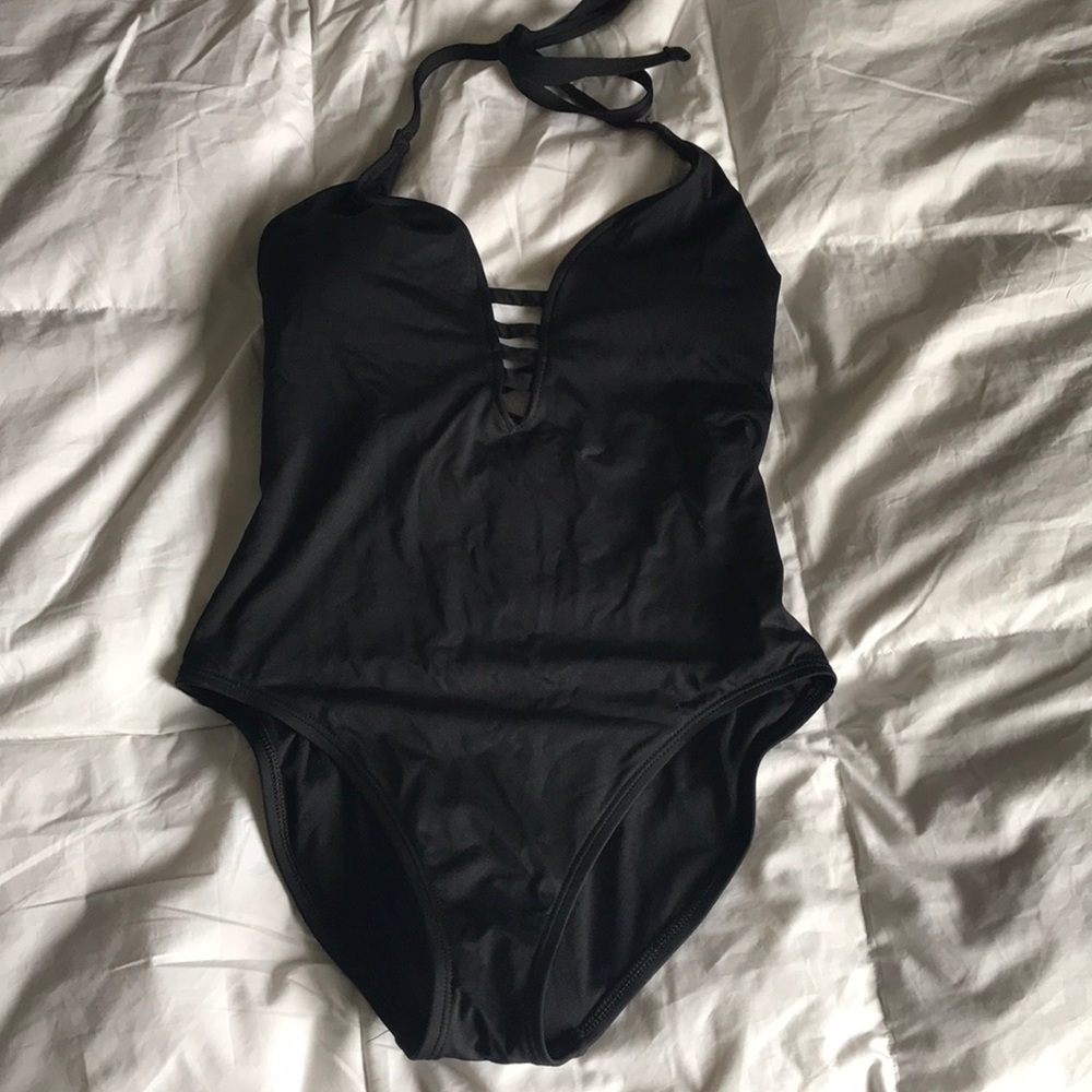 La Blanca Caged Black One Piece Swimsuit, Size 8